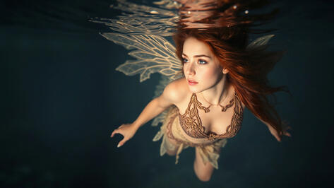 Swimming Water Fairy. Swimwear Company Ad-ready Imagery.